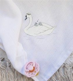 Lange en double gaze de coton Cygne