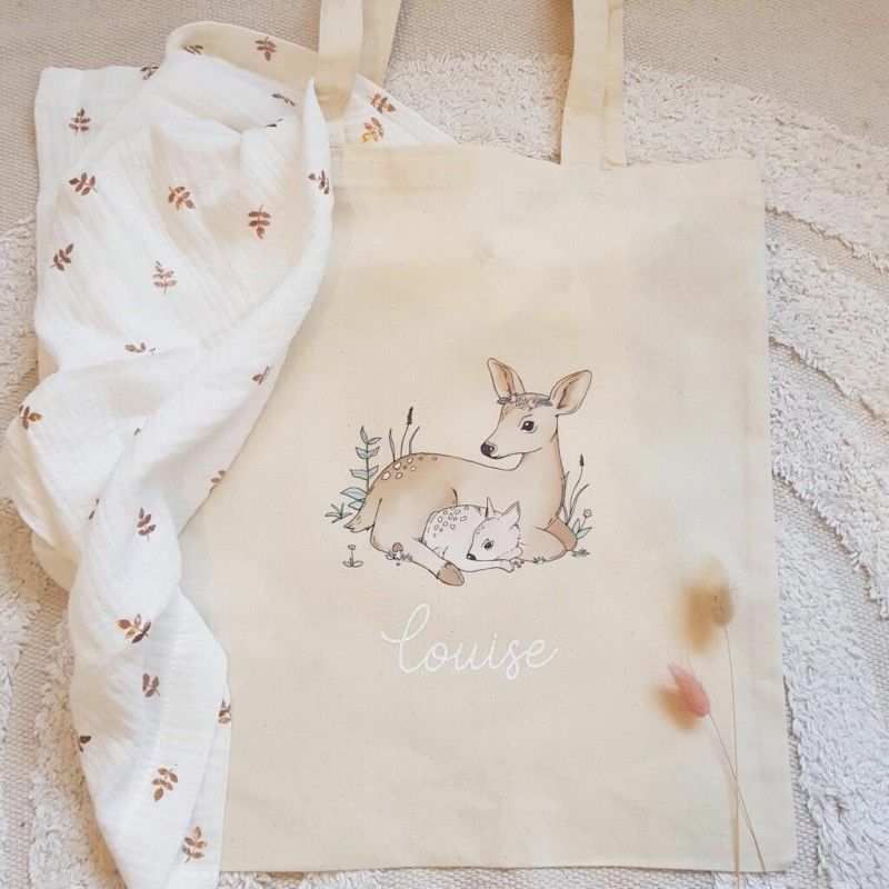 Tote bag Biche et faon