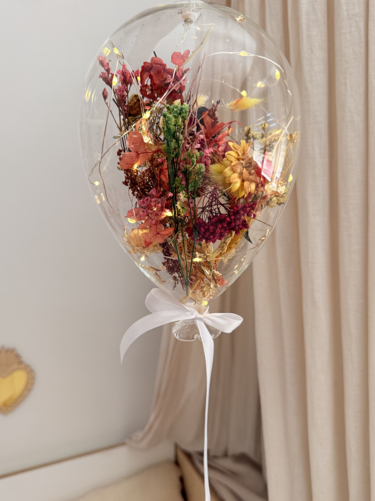 Grand Ballon fleurs séchées & ses feuilles d'or Numéro 2