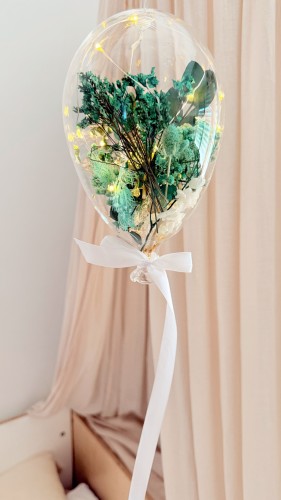 Ballon moyen fleurs séchées & ses feuilles d'or Numéro 4