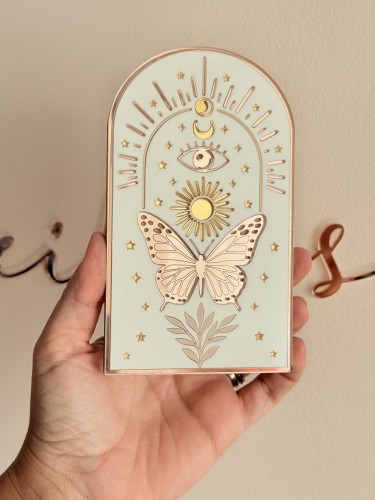 Talisman porte bonheur papillon, lune & Soleil