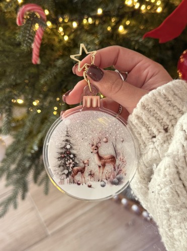 Boule de Noël ronde à paillettes effet boule à neige