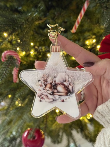 Boule étoile de Noël à paillettes effet boule à neige