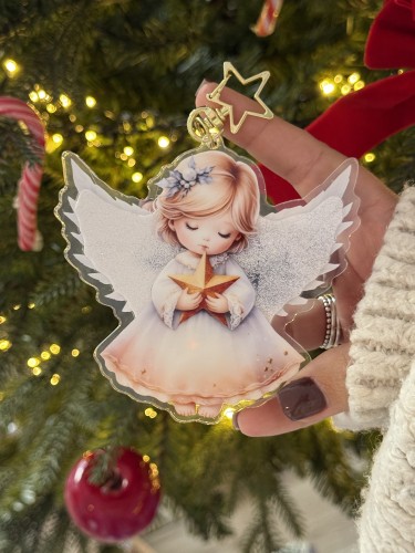 Suspension Ange, effet boule à neige dans les ailes