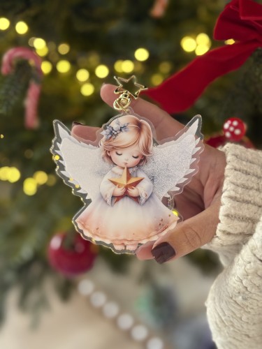 Suspension Ange, effet boule à neige dans les ailes