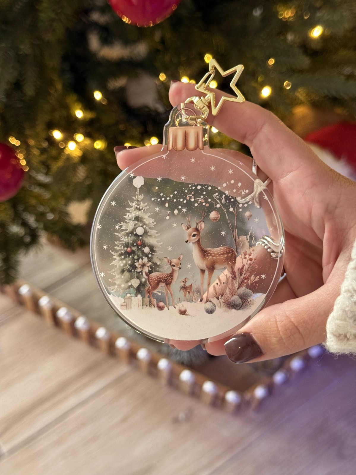 Boule ronde de Noël simple avec effet pailletée