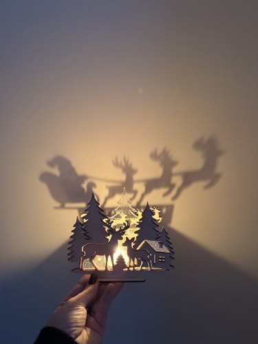 Bougeoir magique de Noël Renne et sa biche dans la forêt